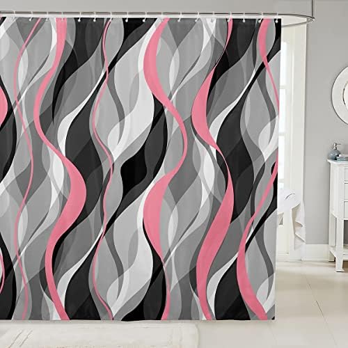 Feelyou Stripe Shower Curtain Set 72x84 for Kids