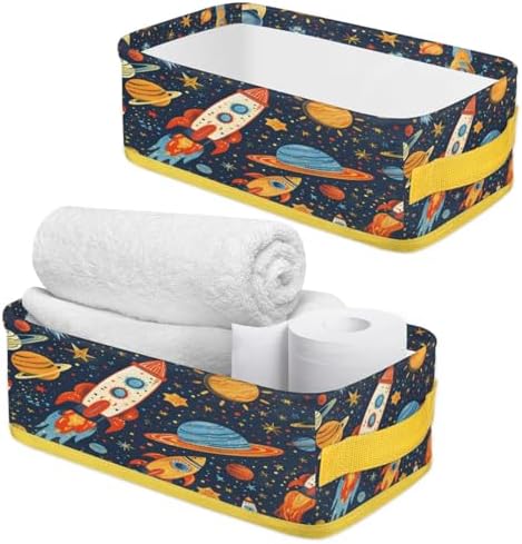 Space Rockets Planet Toilet Paper Basket with Handles