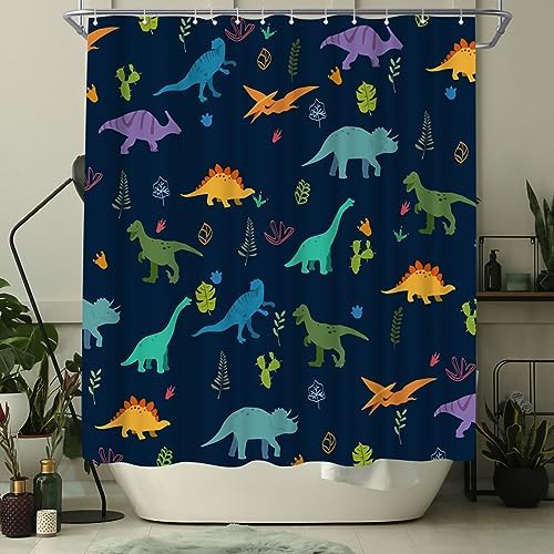 WELMECO Dinosaur Kids Shower Curtain 72x72inch Blue