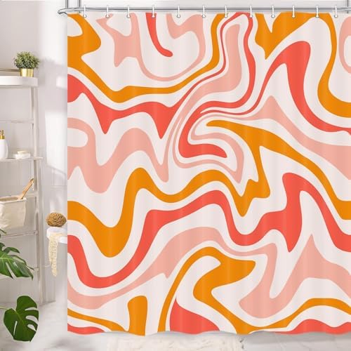 Dongbei Cute Orange Shower Curtain with Hooks 60x70in