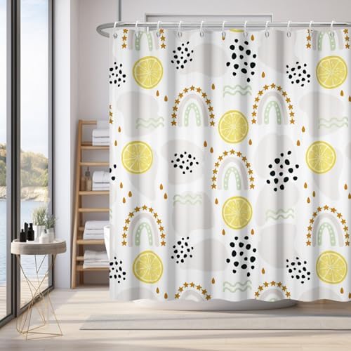 Renaiss 72x72 Inches Boho Rainbow Shower Curtain with Hooks