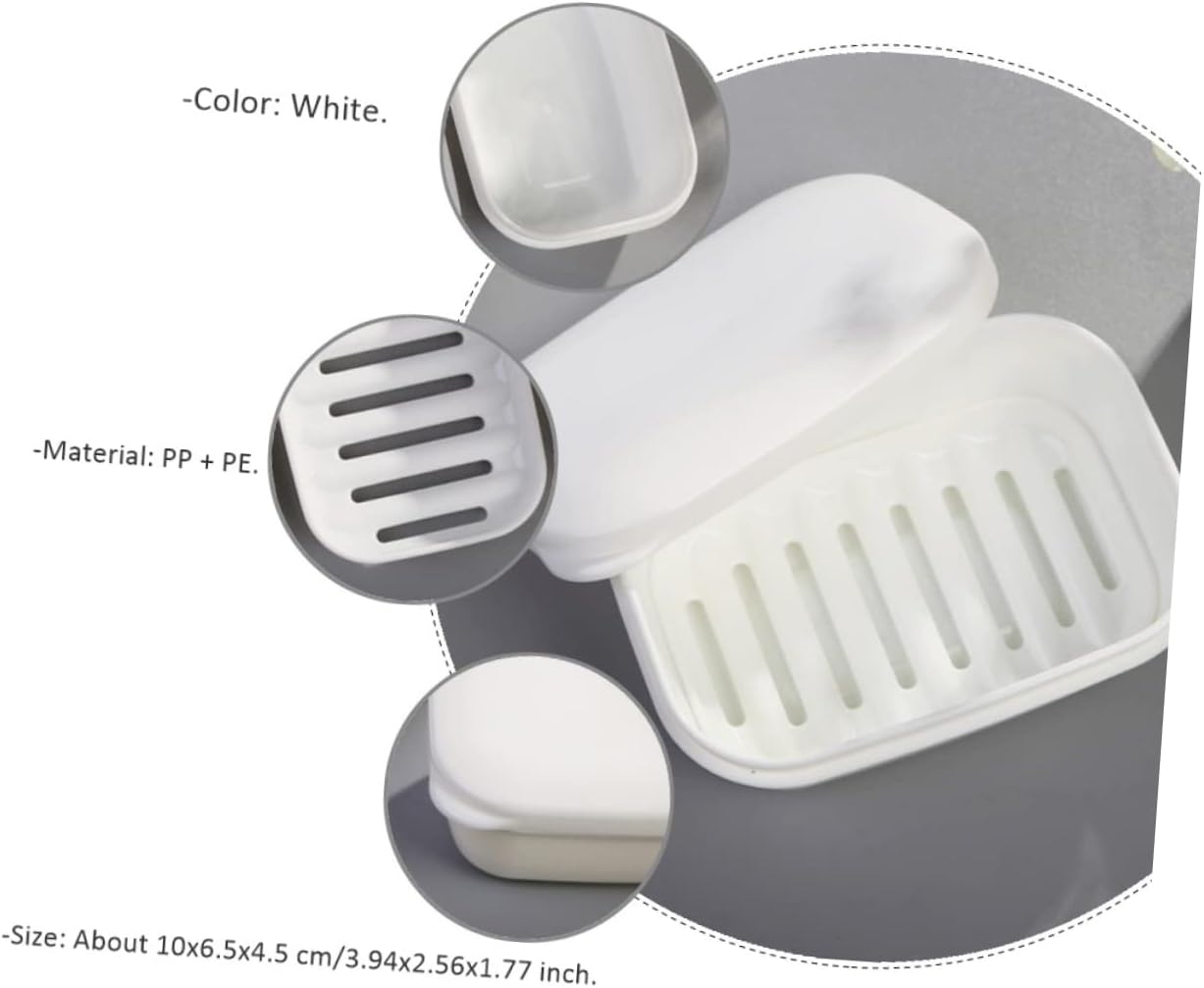 LIFKOME 2pcs Soap Dish Storage Container with Draining Rack and Sealed Lid
