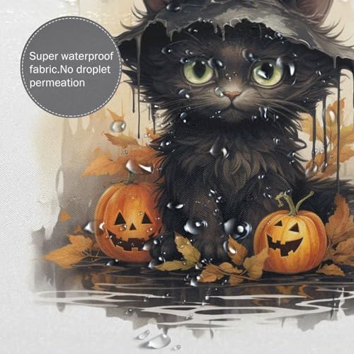 Wizard Hat Cat Shower Curtain Set 72x72in
