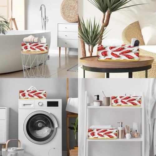 Tablerazzi Chilli Pepper Toilet Tank Topper Paper Basket with Handle