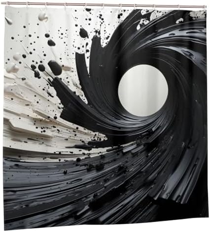 Abstract Oil Painting Shower Curtain Set 72x72in Waterproof Luxury Fabric with 12 Hooks
