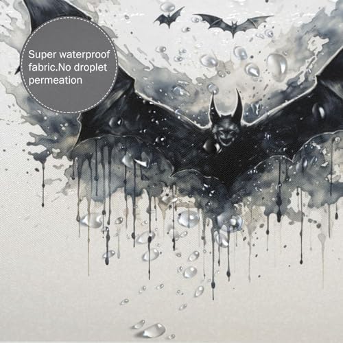 TIYAANDSY Black Bat Shower Curtain Set with 12 Hooks 72x72in
