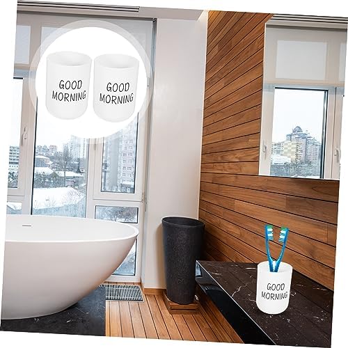 2pcs Frosted Bathroom Toothbrush Holder Cups Modern Design