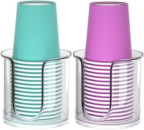 2 Pack Clear Bathroom Cup Dispenser for 3oz Cups