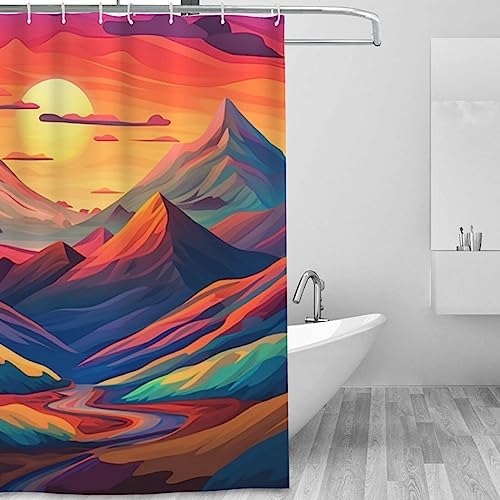 TIYAANDSY Boho Birds Sunset Shower Curtain Set with 12 Hooks 72x72in