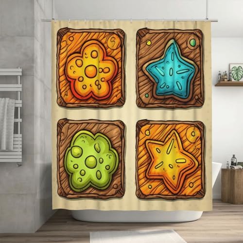 TIYAANDSY 72x72in Waterproof Shower Curtain Set with 12 Hooks