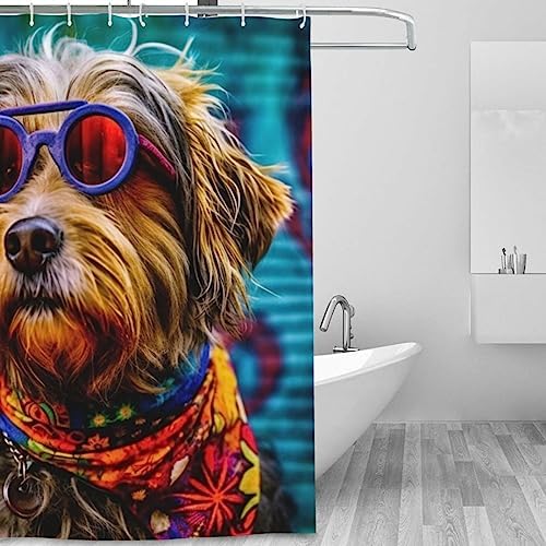 Funny Animal Boho Shower Curtain with 12 Hooks 72x72in
