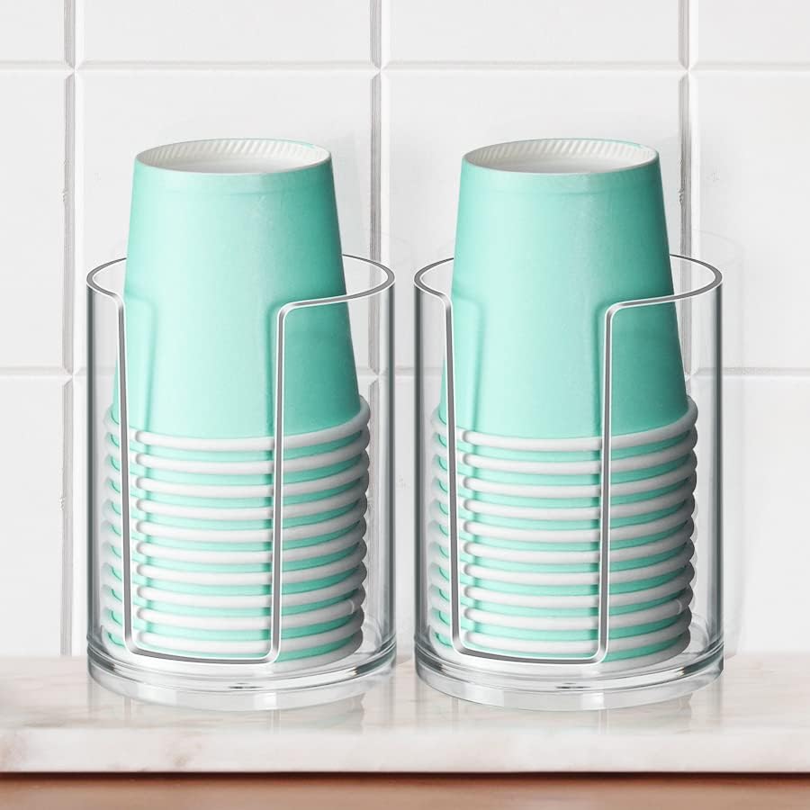 2-Pack Bathroom Cup Dispenser Clear Acrylic Holder for 3oz Paper Cups