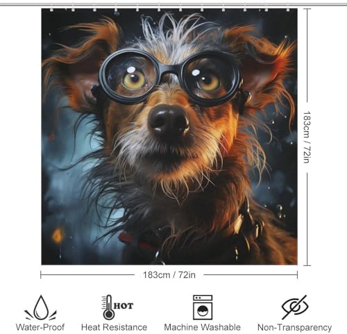 Cute Hippie Boho Dog Shower Curtain Set