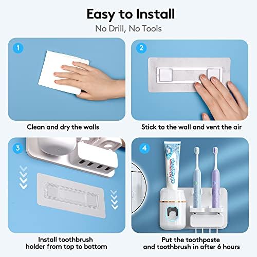 Space-Saving Wall Mounted Toothbrush Holder with Toothpaste Dispenser