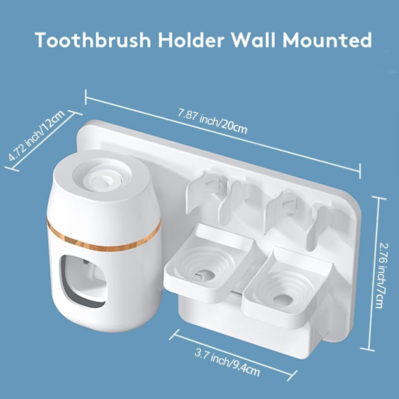 Space-Saving Wall Mounted Toothbrush Holder with Toothpaste Dispenser