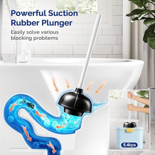 HAMITOR Toilet Plunger and Bowl Brush Combo - Heavy Duty White