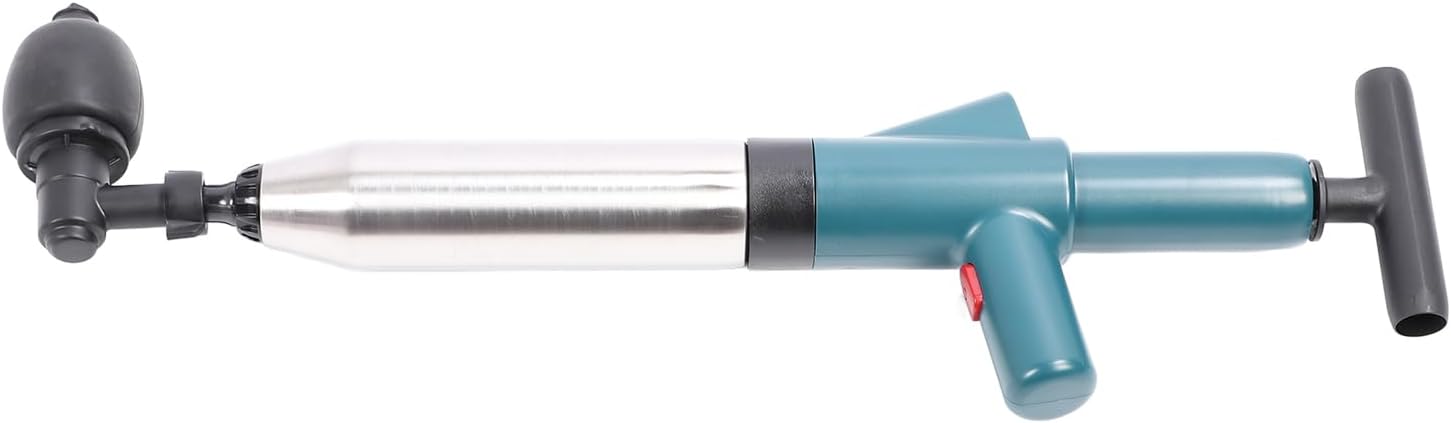 Toilet Plunger with High Pressure Drain Unblocker in Green