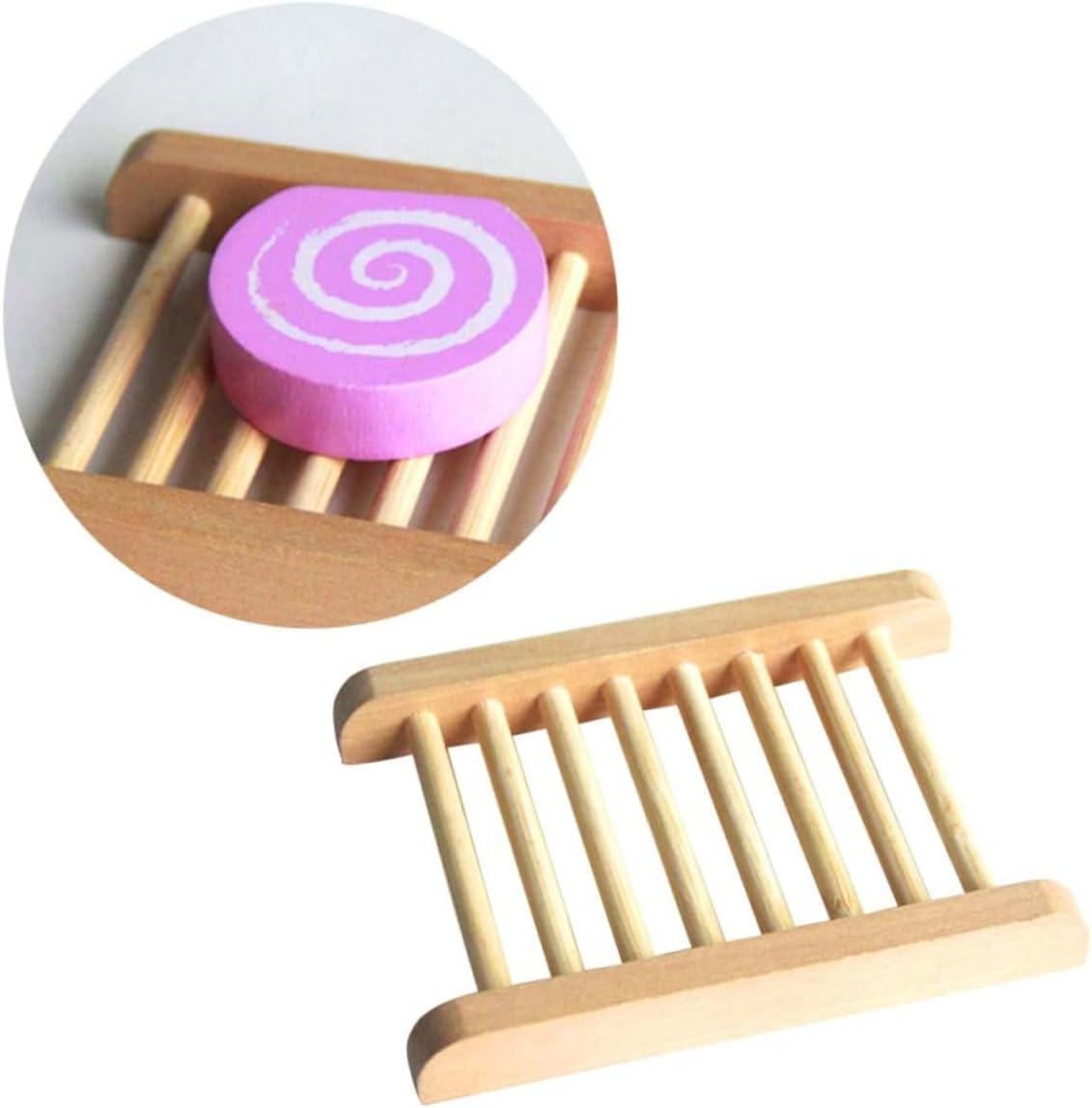 STOBAZA Natural Wood Soap Dish Holder 2pcs