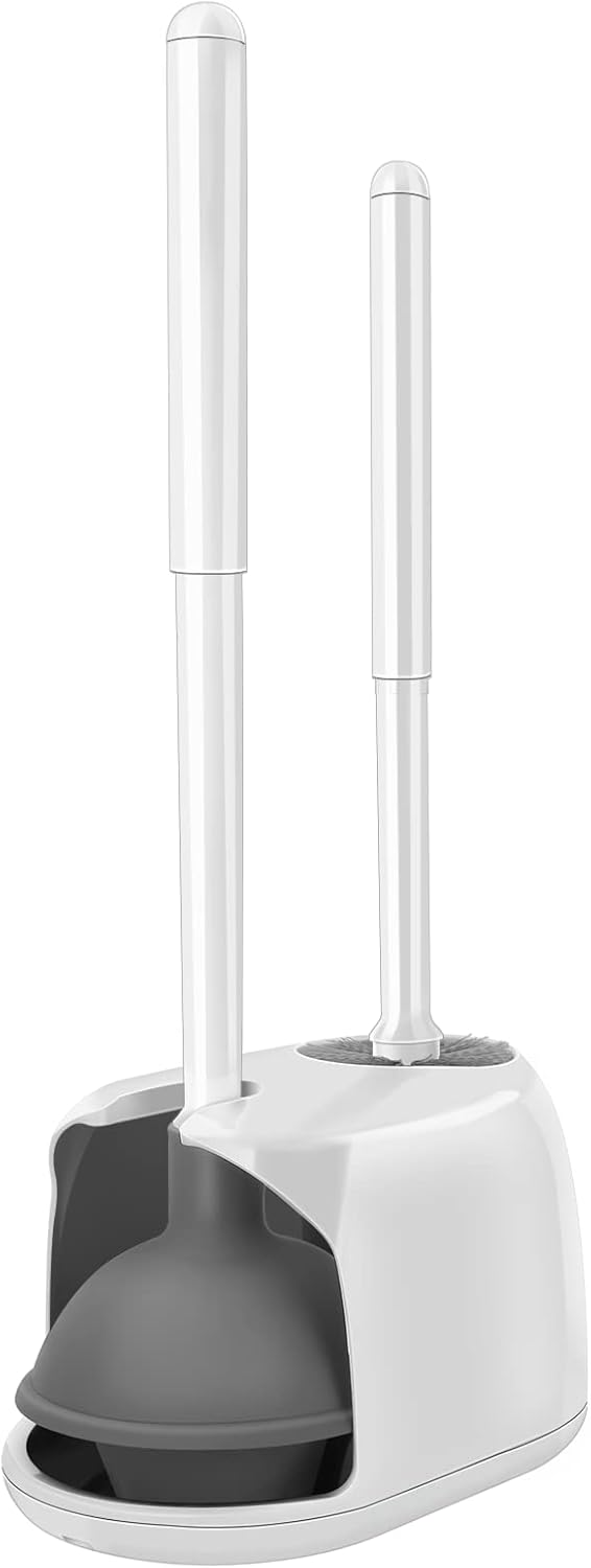 SetSail Toilet Brush and Plunger Set with Caddy - White