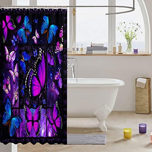 Erosebridal Butterfly Shower Curtain Purple Galaxy 72x72