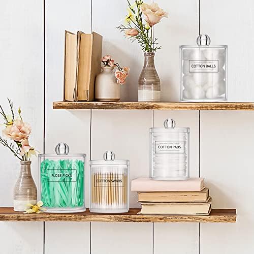 MEFAN Qtip Holder Dispenser 4 Pack Clear Plastic Jars