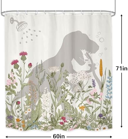 LGhtyro Dinosaur Wildflower Kids Shower Curtain Set 60x71 Inches