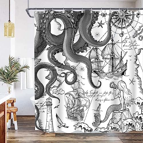 Fungarth Nautical Octopus Shower Curtain Set