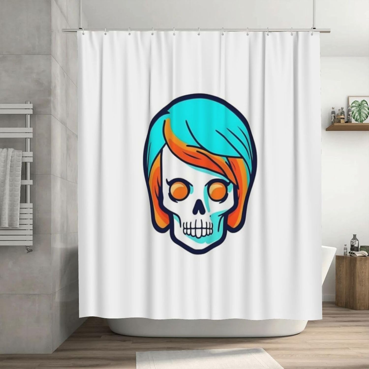 TIYAANDSY Cartoon Skull Shower Curtain Set 1
