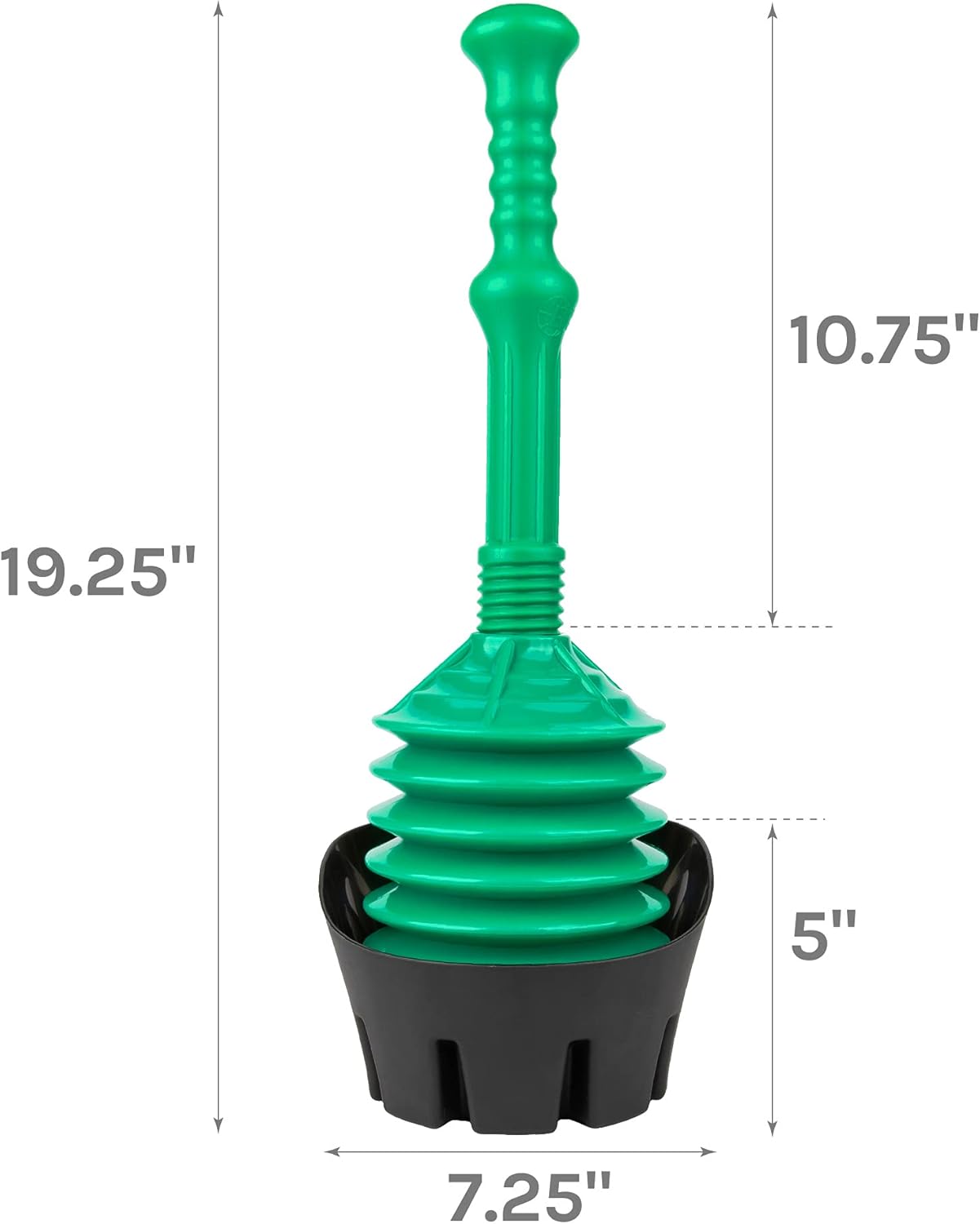 JS Jackson Supplies Green Bellows Toilet Plunger with Black Drip Tray