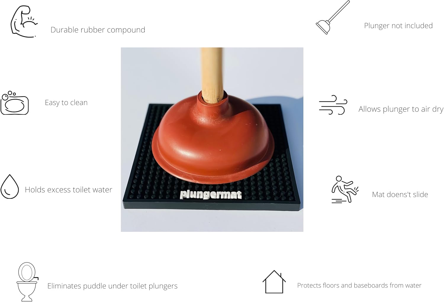 Plunger Mat for Toilet - Air Drying and Non-Slip