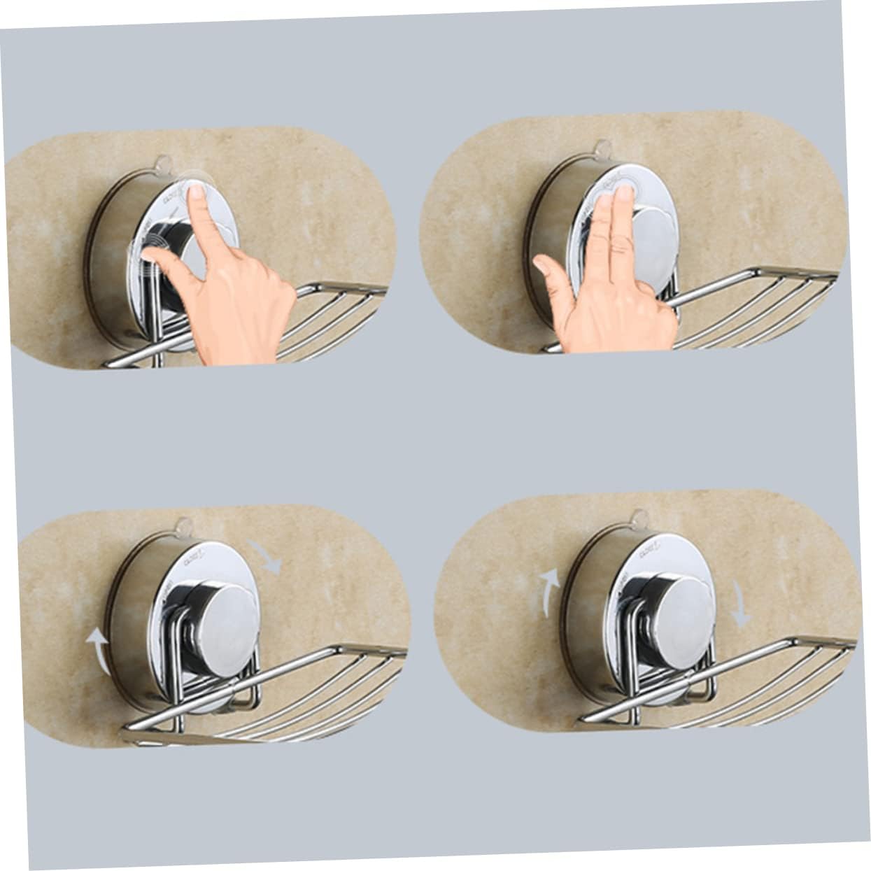 ABOOFAN Silver Soap Dish with Suction Cup Drain Rack