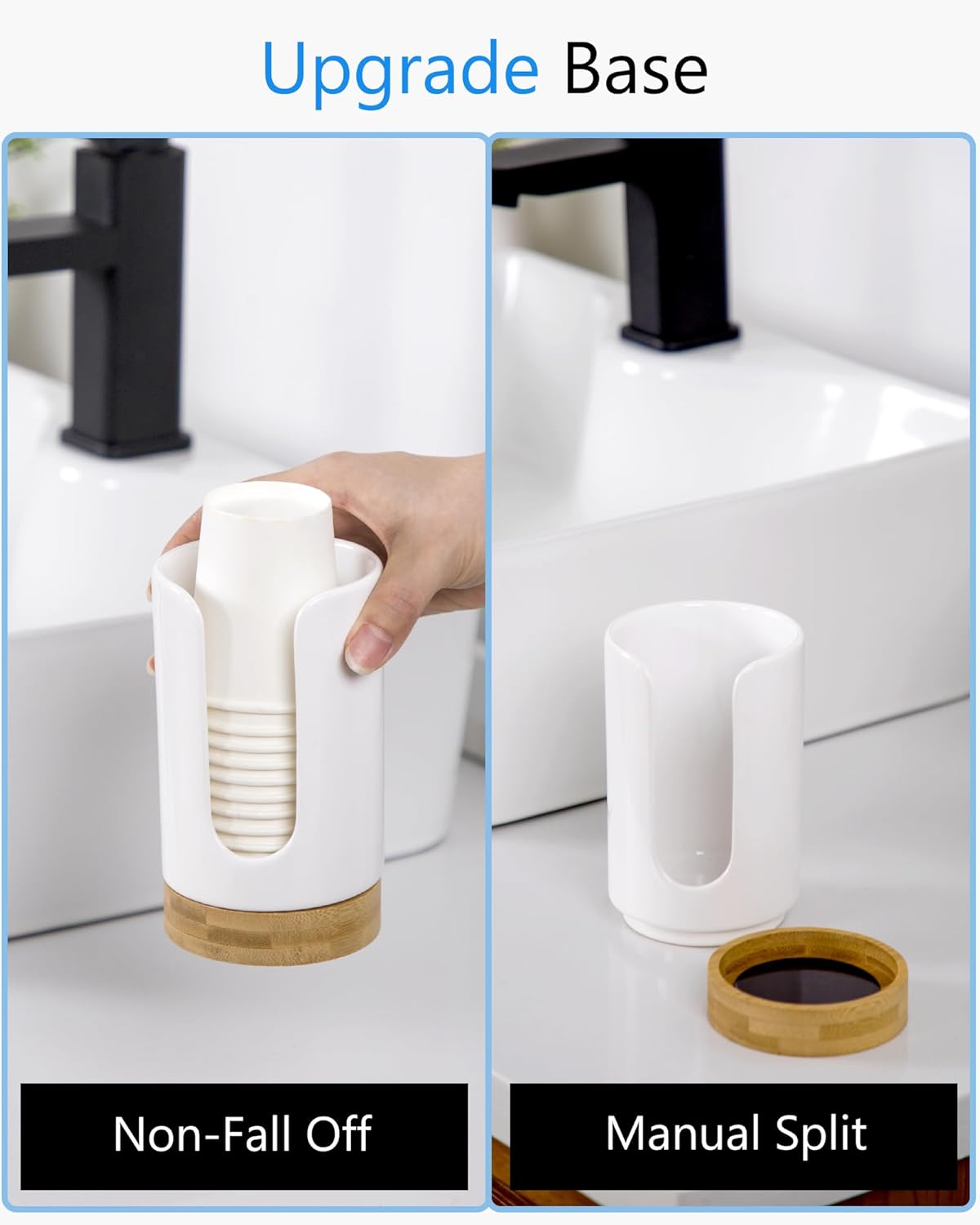 Viosuniu Ceramic Cups Dispenser - 2 Pack BPA Free White