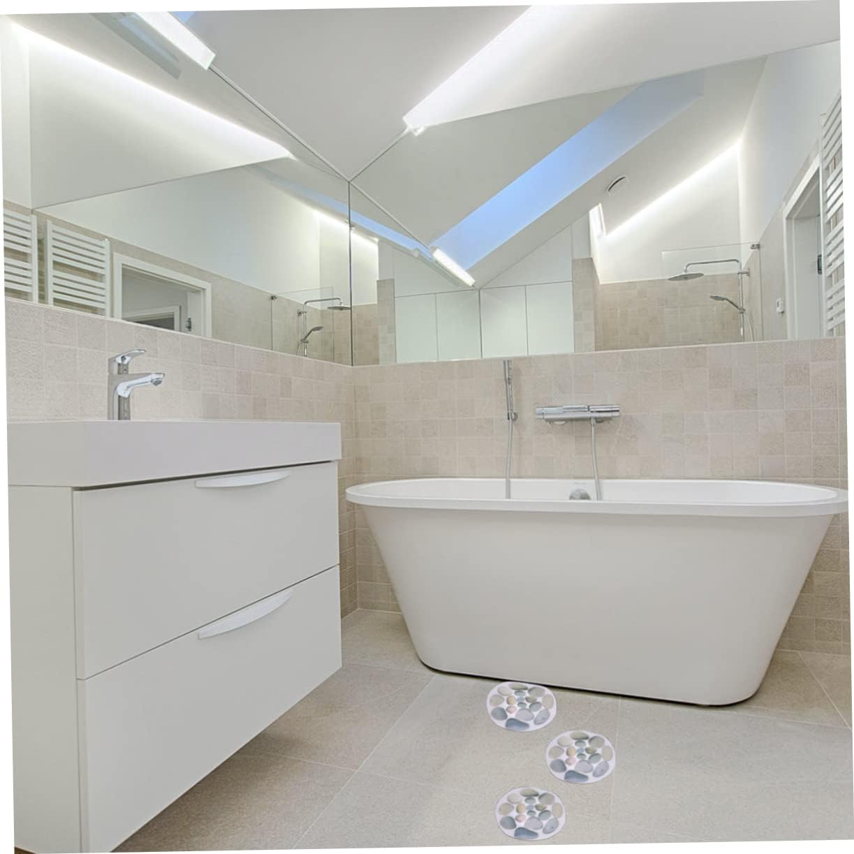4pcs Bathtub Anti Slip Stickers Stone Pattern Safety Decals