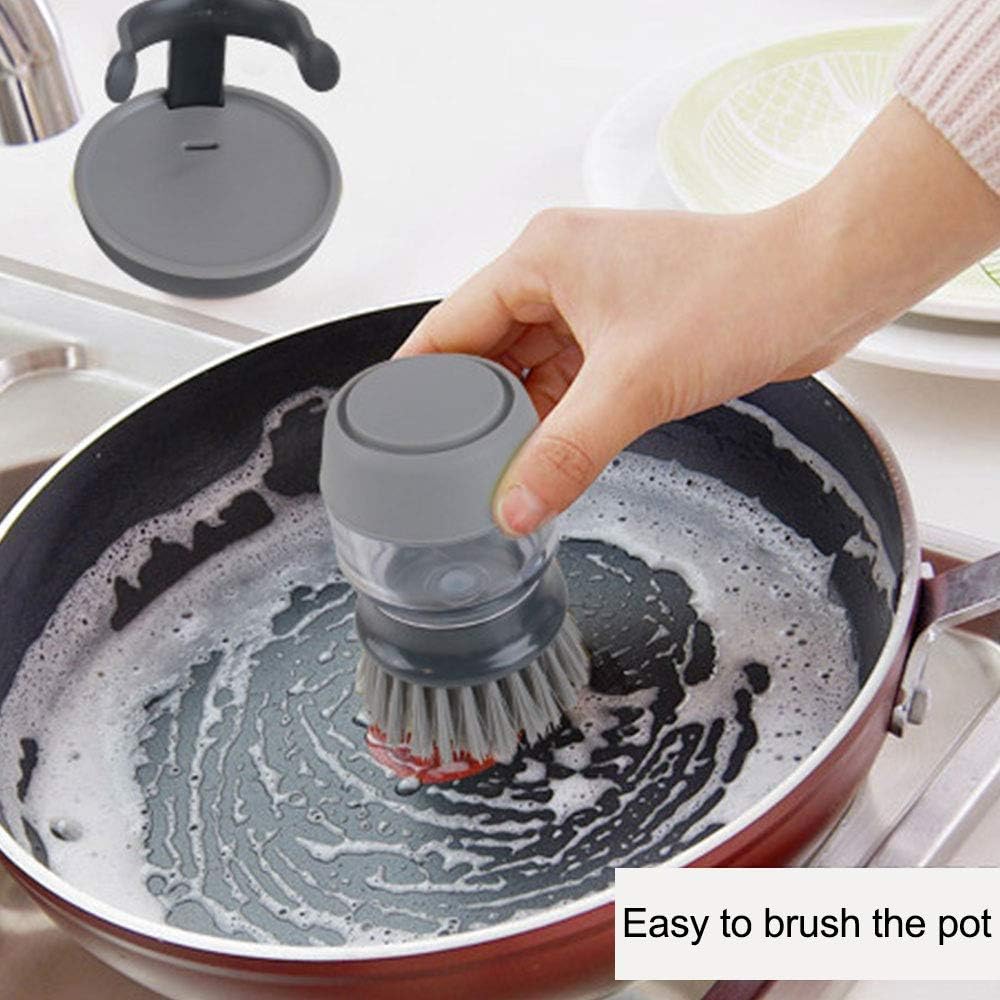 JISSBON Upgraded Palm Brush Kitchen Soap Dispensing Brush with Storage Stand