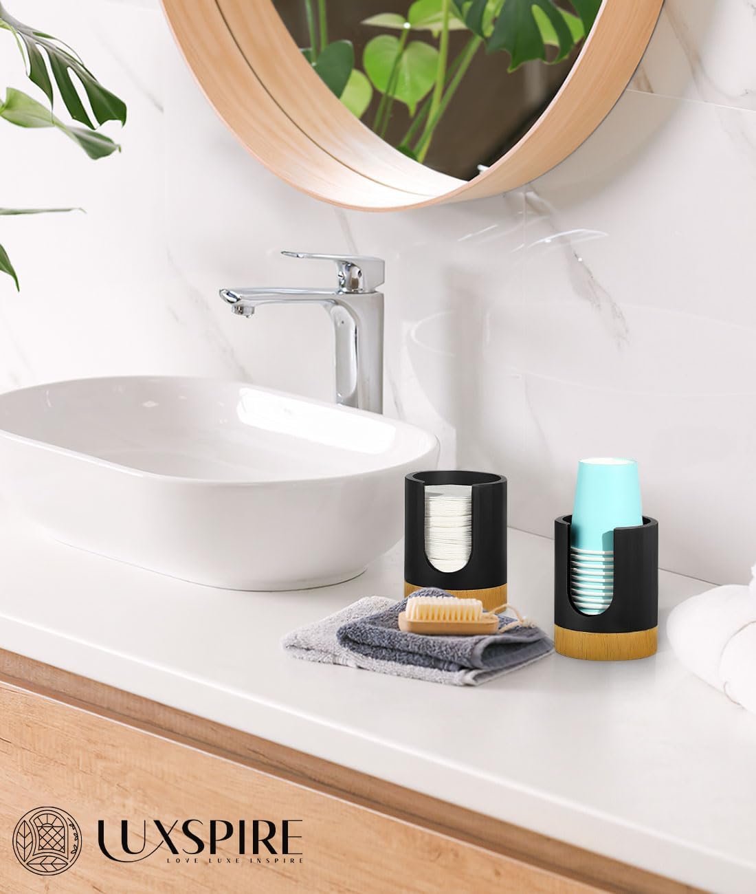 Luxspire Matte Black 3oz Cup Dispenser for Bath