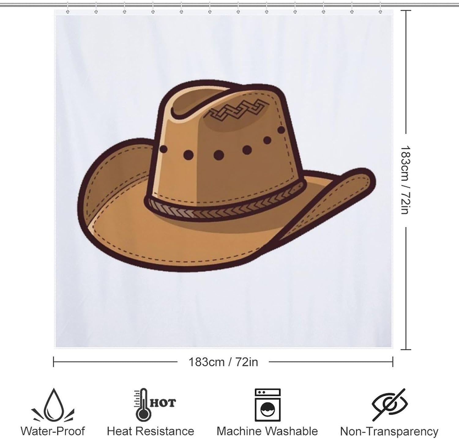 TIYAANDSY Cartoon Cowboy Hat Shower Curtain Set 1