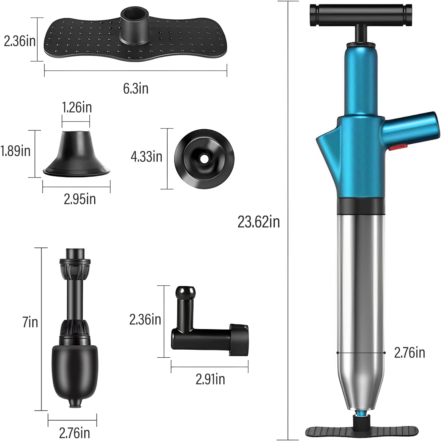 Madrigal High Pressure Toilet Plunger with Air Drain Blaster