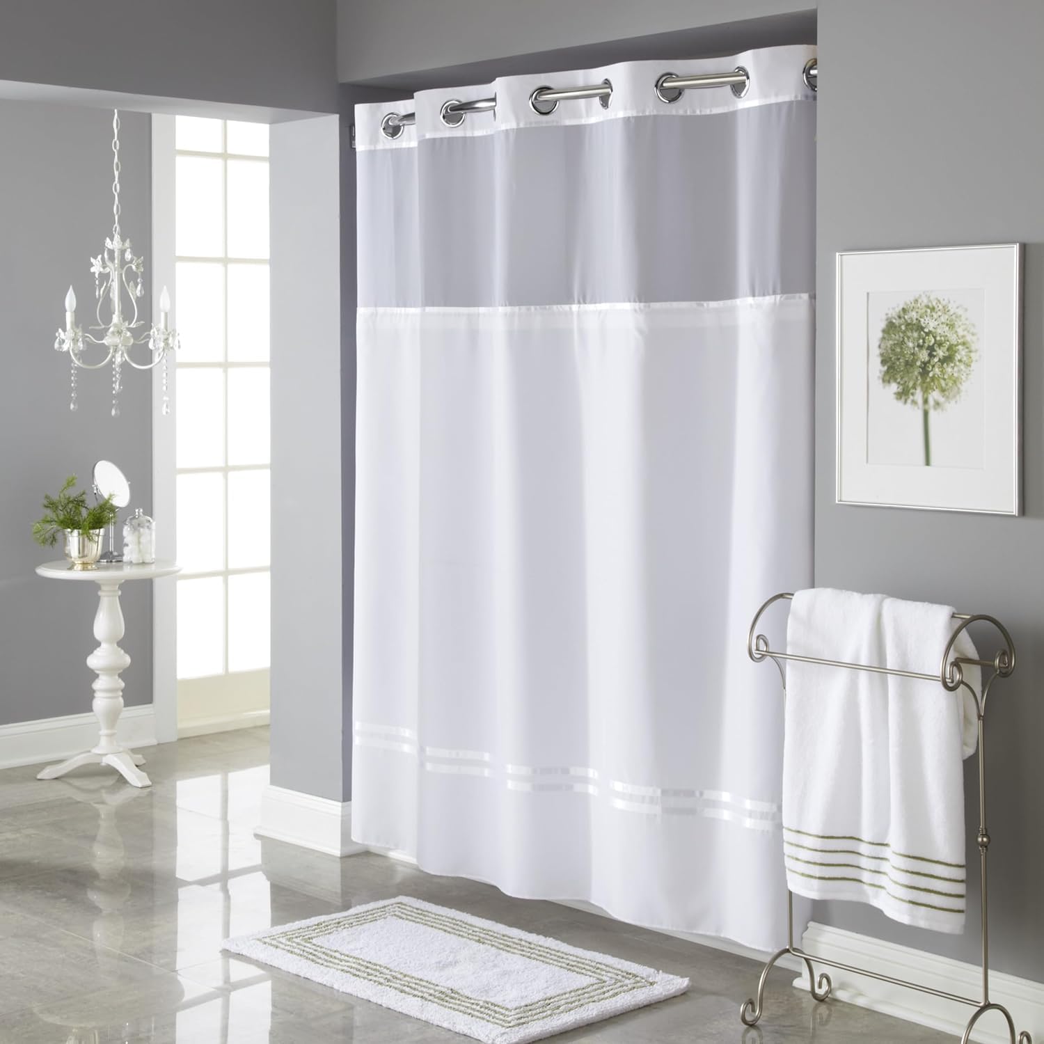 Hookless Escape 3-in-1 Shower Curtain Set White 71x74