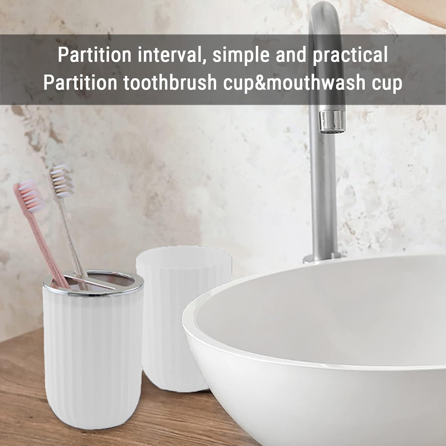 Bathroom Accessory Set with Soap Dispenser Toothbrush Cup Dish and Tray