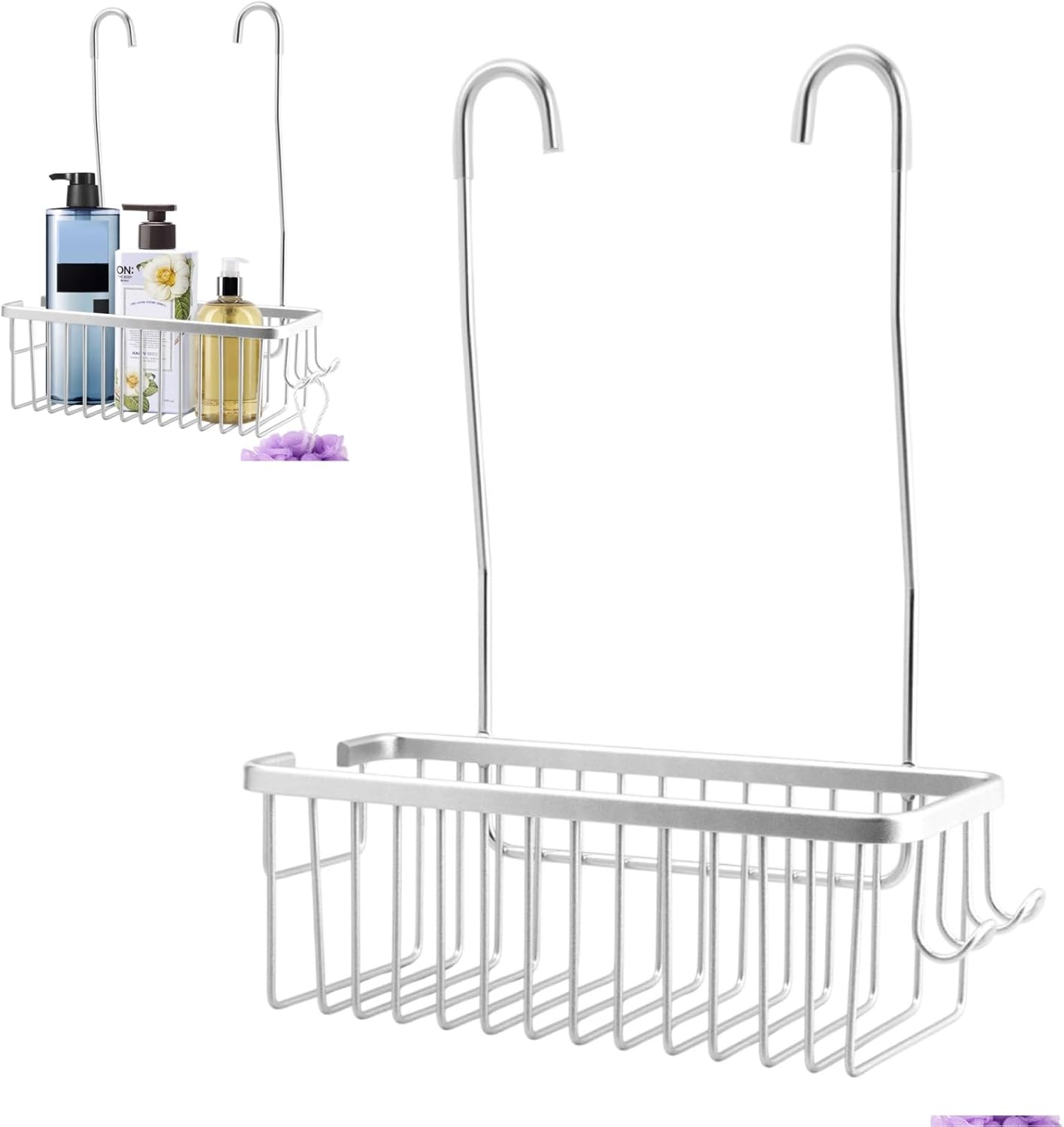 Kakalote Silver Shower Caddy with Hooks