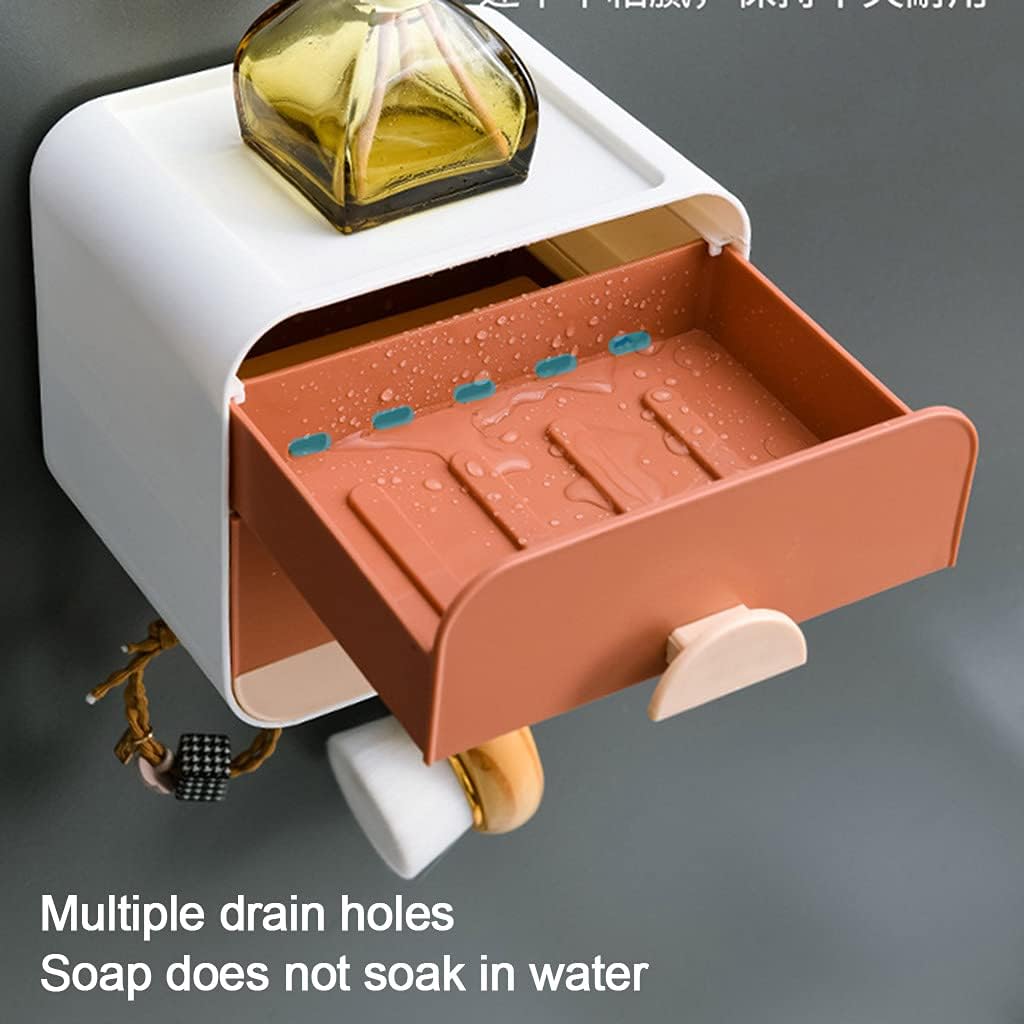 Removable Double Layer Soap Dish in Red for Bathroom and Kitchen