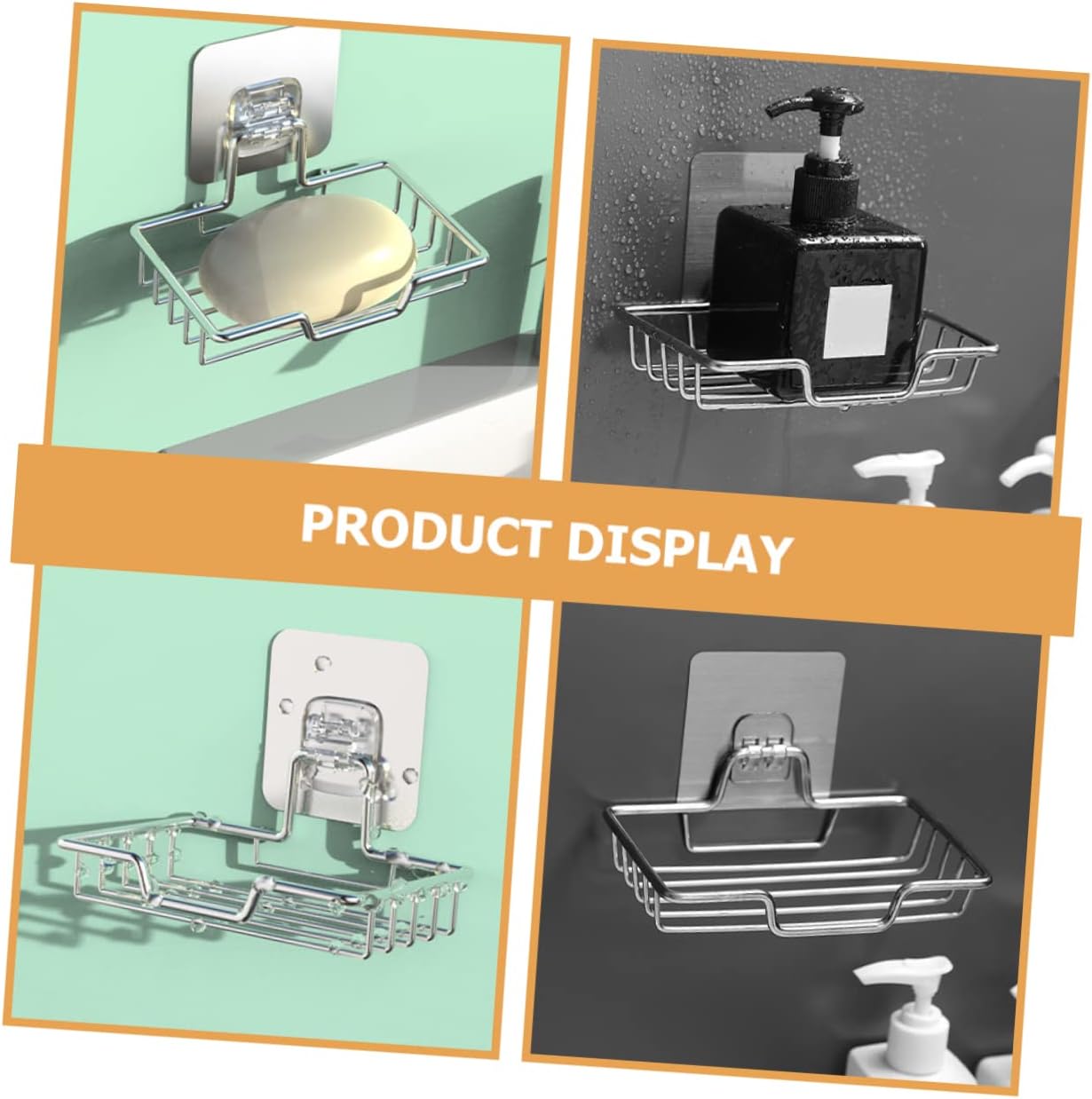 Amosfun Wall-Mounted Soap Dish No-Drill Design