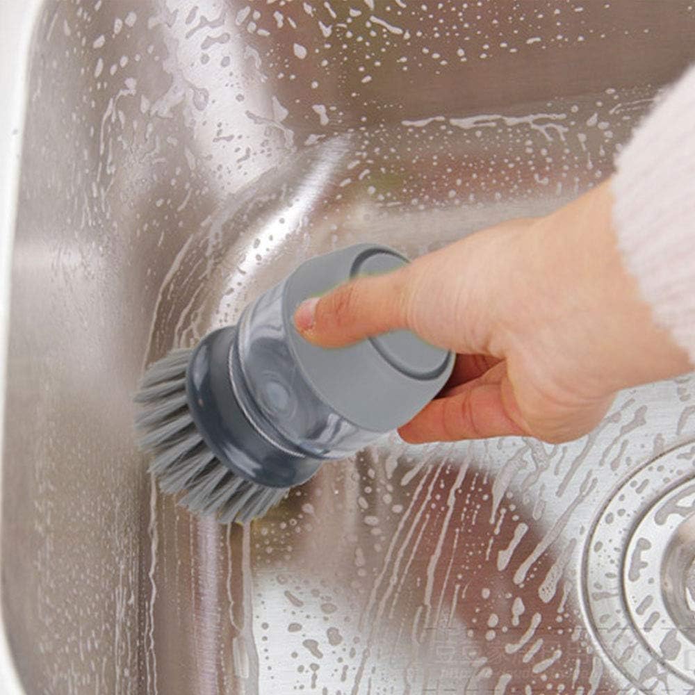 JISSBON Upgraded Palm Brush Kitchen Soap Dispensing Brush with Storage Stand
