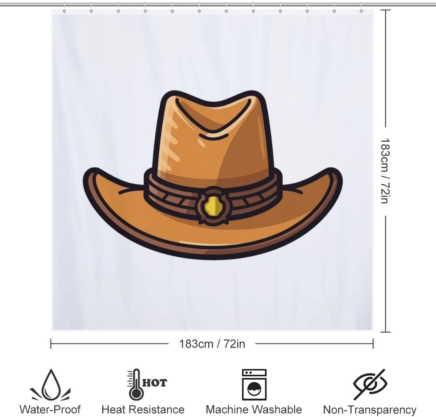 TIYAANDSY Cartoon Cowboy Hat Shower Curtain Set