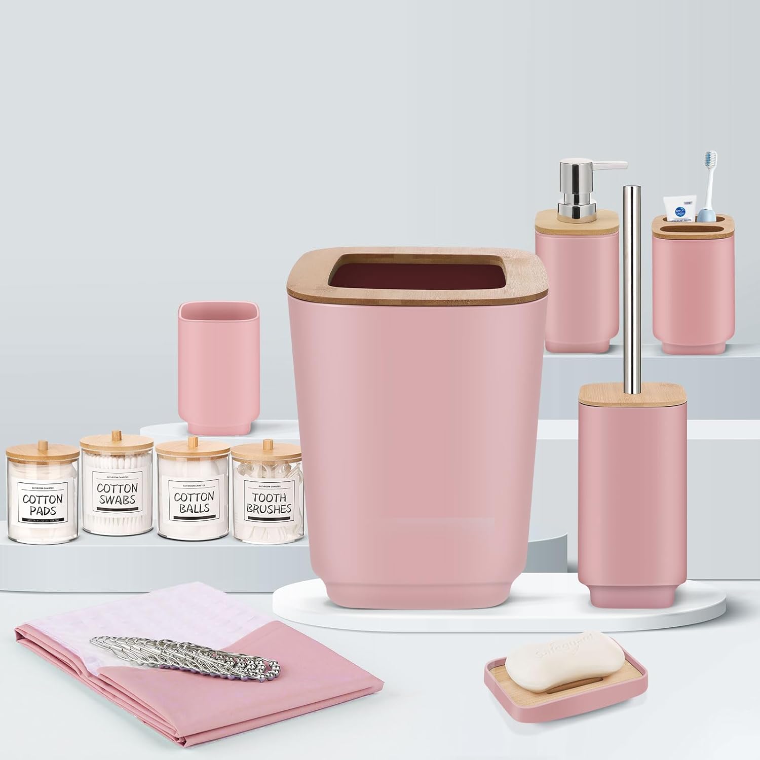 IMAVO 11-Piece Pink Bathroom Accessory Set