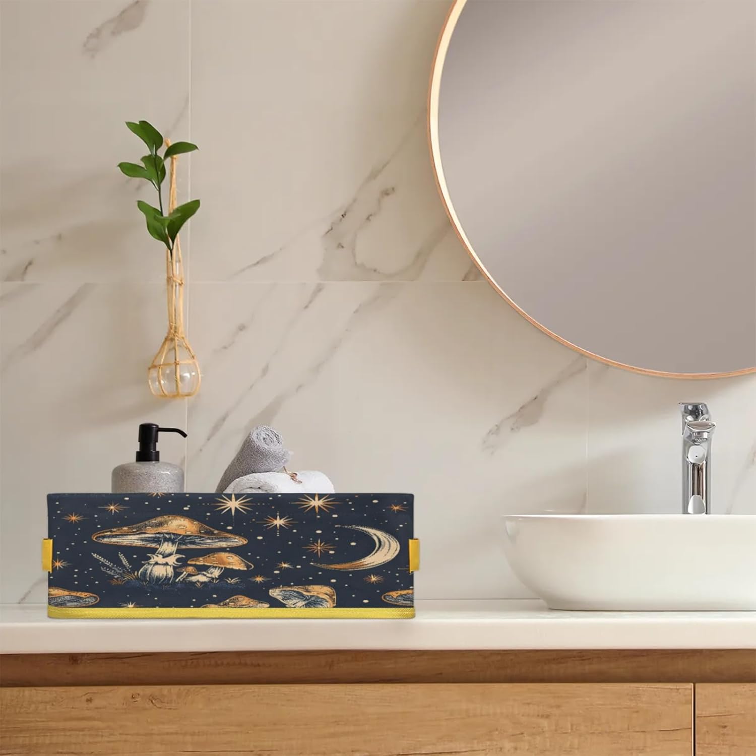 Snatocys Mushroom Moon Toilet Paper Basket with Handles