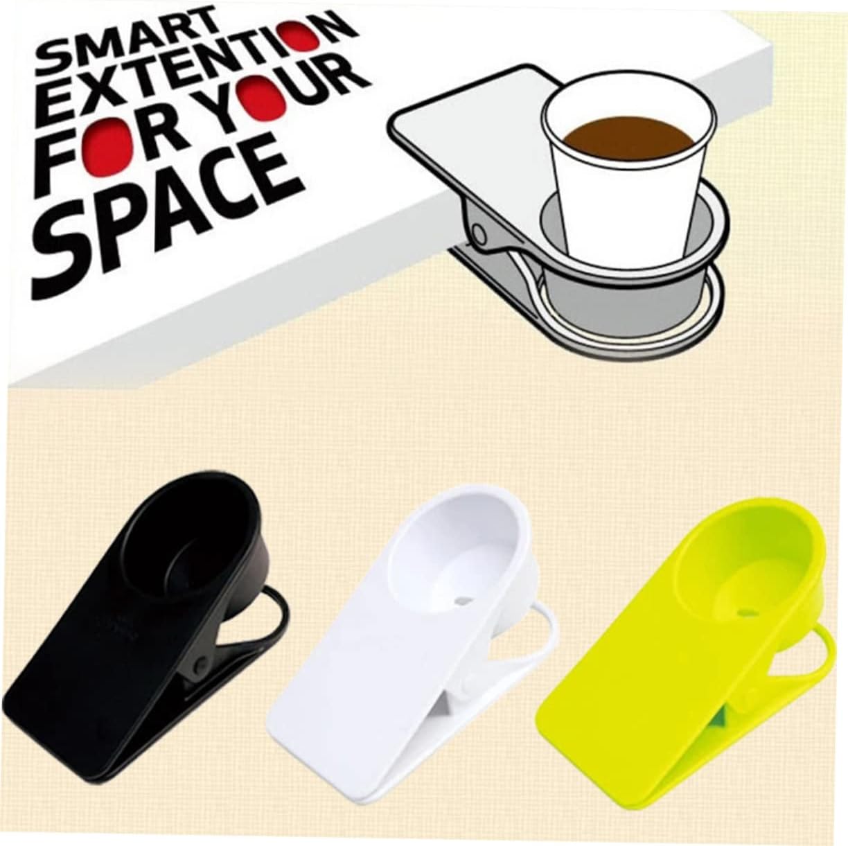 Desk Side Holder Clip - Strong ABS Cup Clamp for Bottles and Mugs
