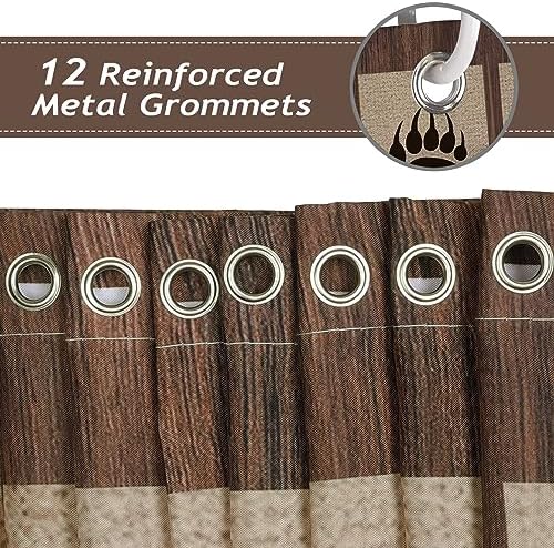 Bonhause Rustic Cabin Shower Curtain with Bear Deer Design 72x72 Inch