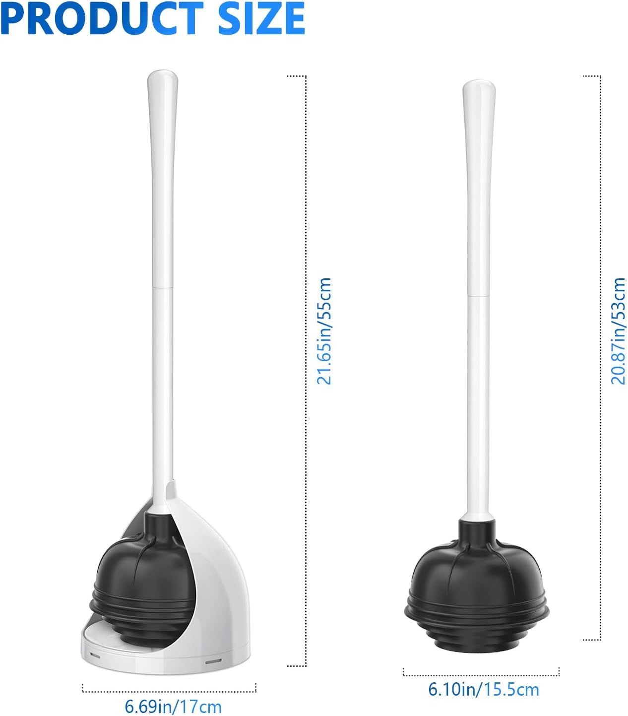Uptronic 2 Pack Toilet Plunger with Holder - Heavy Duty