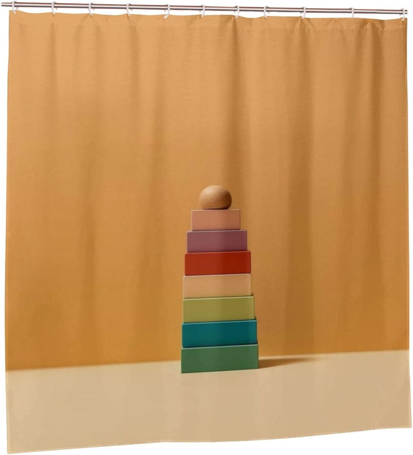 Boho Style Shower Curtain Set with 12 Hooks